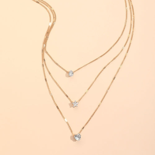 Zircon Necklace Multi-layer Five-pointed Star Love Water Drop Pendant